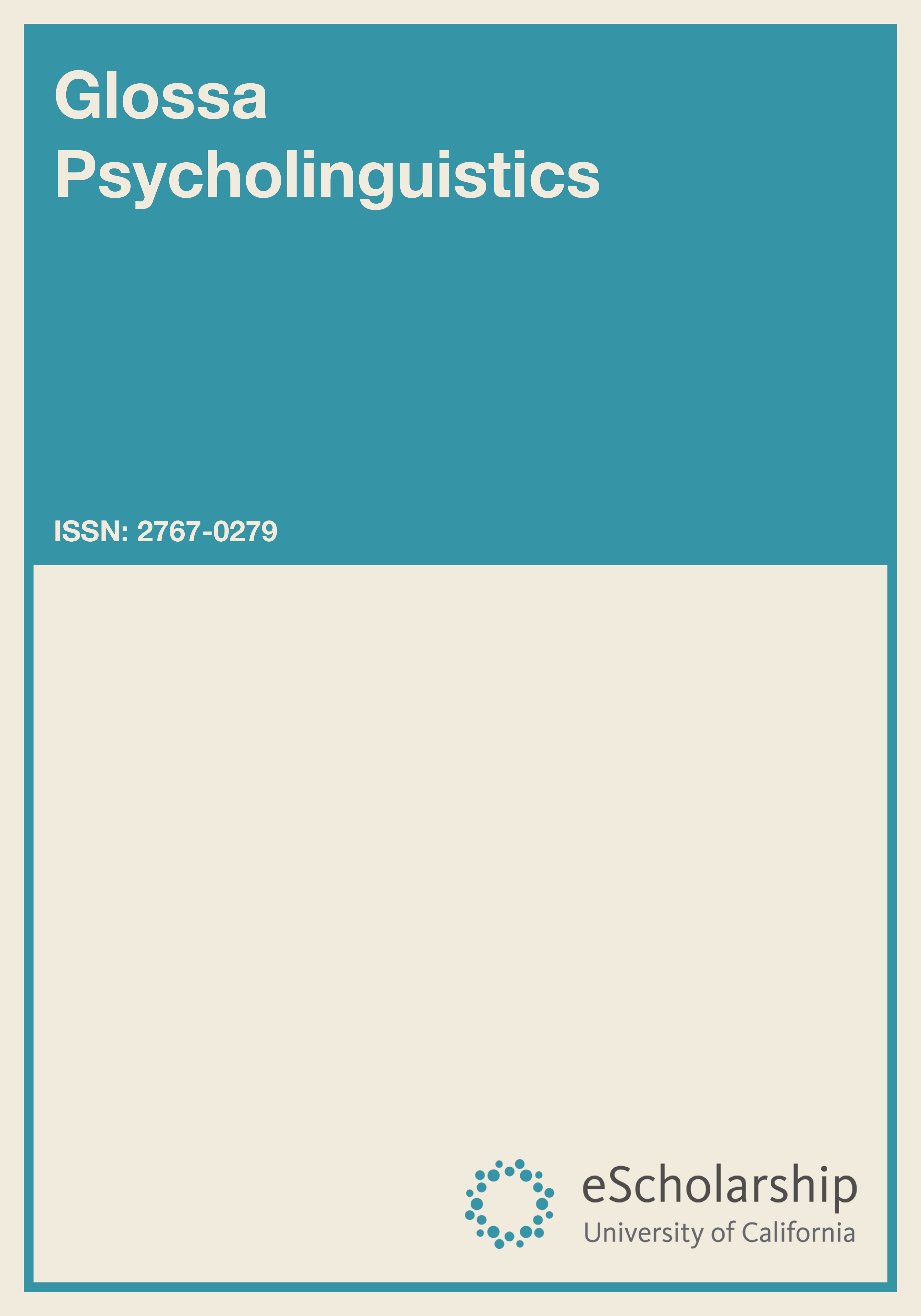 Glossa Psycholinguistics cover